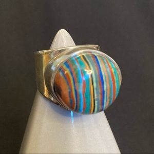 Jay King Rainbow Calsilica Sterling Silver Ring